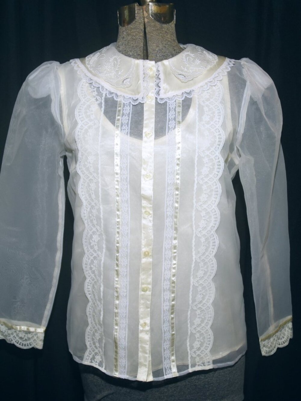 VTG 80s Gunne Sax Jessica McClintock 2-Piece White Blouse Set Victorian Look MED